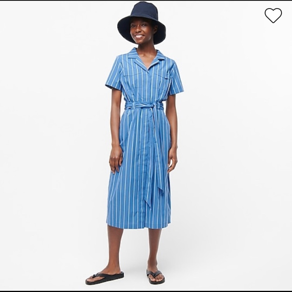 New with Tags J Crew Patch-pocket cotton poplin shirtdress in stripe